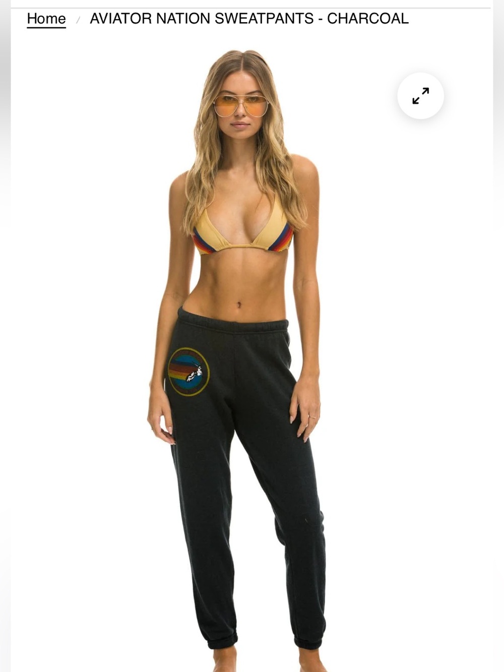 Aviator Nation Charcoal Sweatpants with Rainbow Logo Down Leg